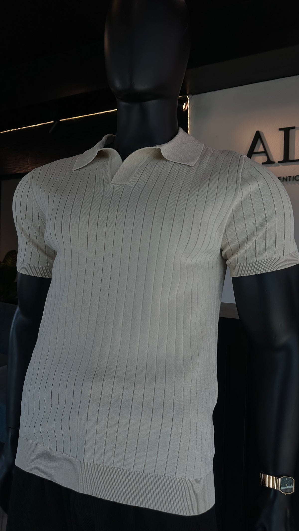 Polo acanalada beige