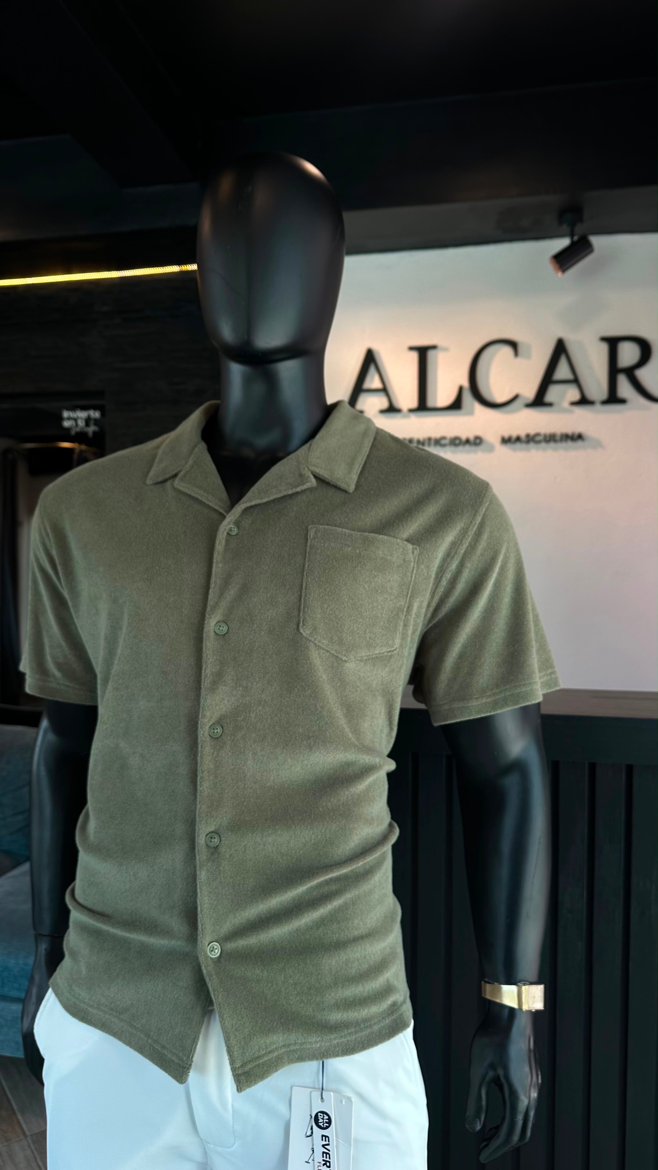 Camisa Mónaco terry verde olivo