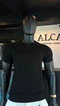 Polo acanalada premium negra